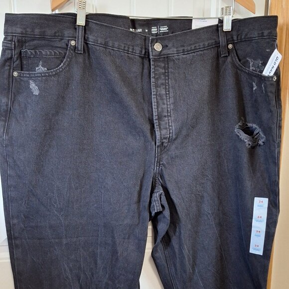 Old Navy Women’s Black Distressed Straight Leg Jeans – Size 24 – NWT - Picture 1 of 11